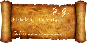 Hidvégi Gergely névjegykártya